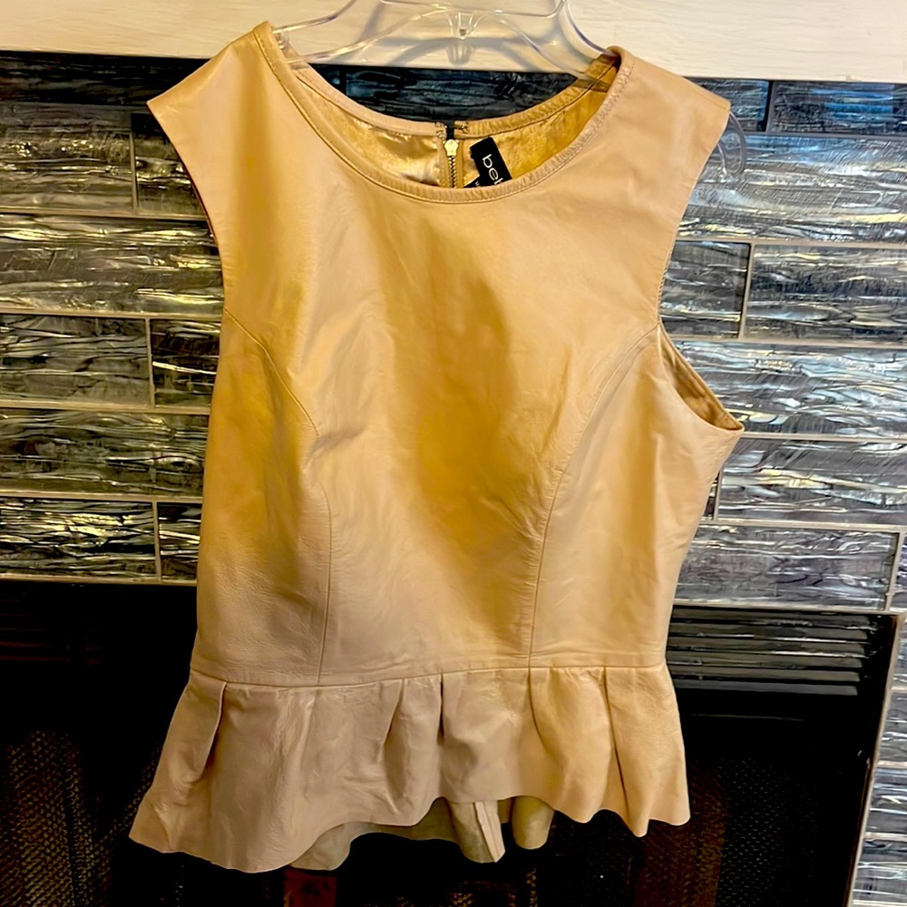 Leather peplum- Bebe
